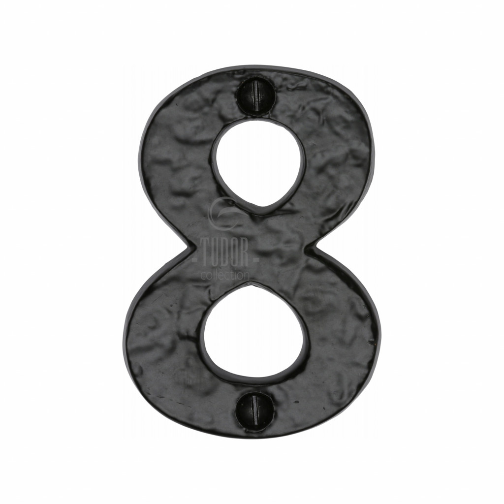 Tudor Rustic Black Numeral 8 – size 76mm